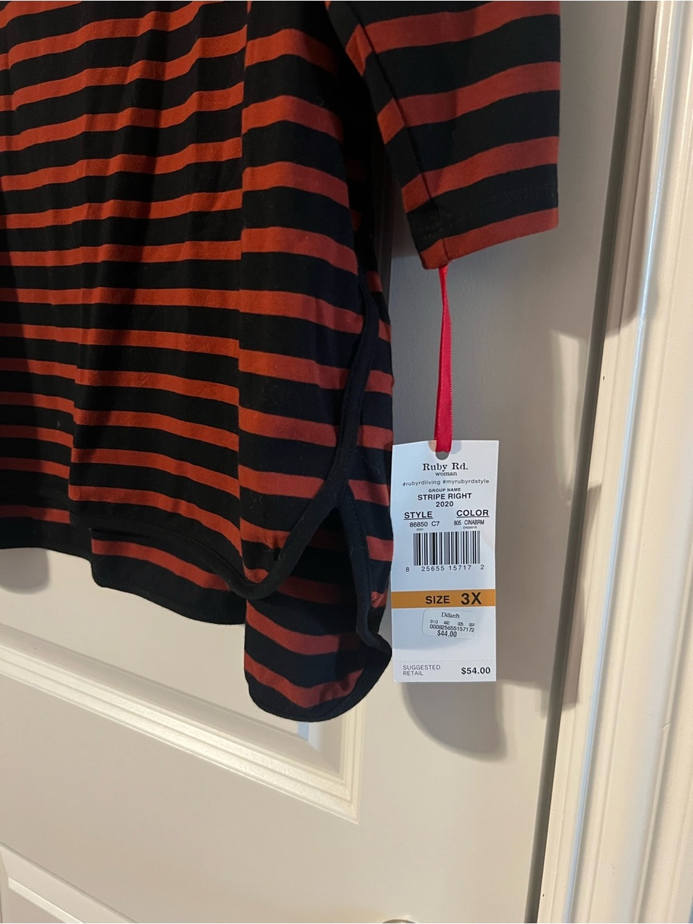 Ruby Rd. Rust and Black Striped Knit Top - Picture 3 of 4